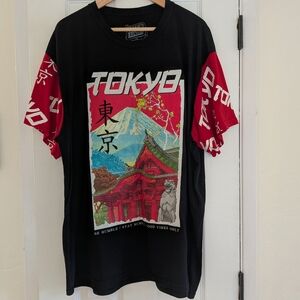 Fresh Laundry Mens Black/Red Tokyo Graphic Tshirt Size 3XL